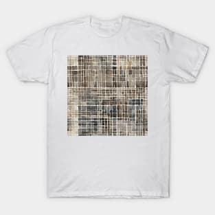 Handdrawn abstract brown grid pattern T-Shirt